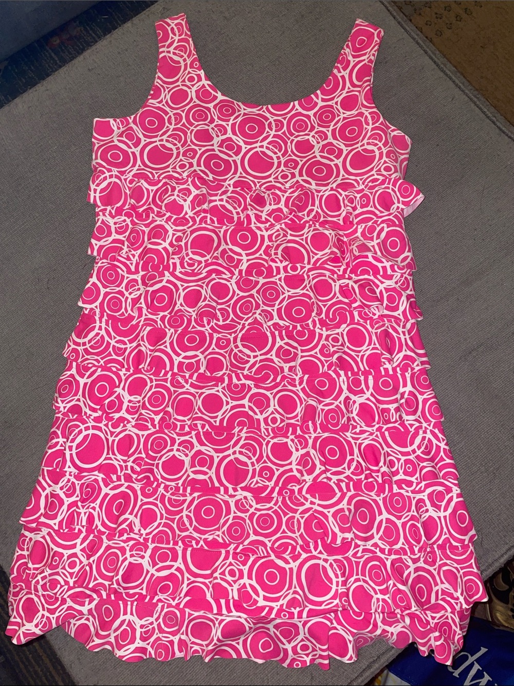 Lulu B Women's Pink & White Circle UPF 50+ Cha Cha Beachtime Sundress - Picture 3 of 4